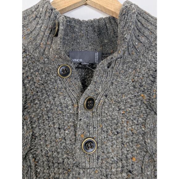 NWT Men's Vince Wool 1/4 Button Cable Knit Sweater - Picture 4 of 7